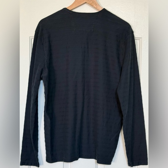 EUC John Varvatos USA Textured Slub Knit V-Neck Long Sleeve Shirt Black L - Picture 2 of 9